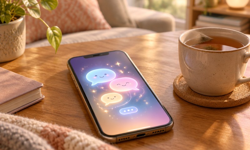 温かみのある部屋でスマートフォンを使っているイメージ