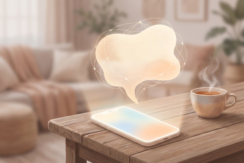 スマートフォンでAIに質問するイメージ
