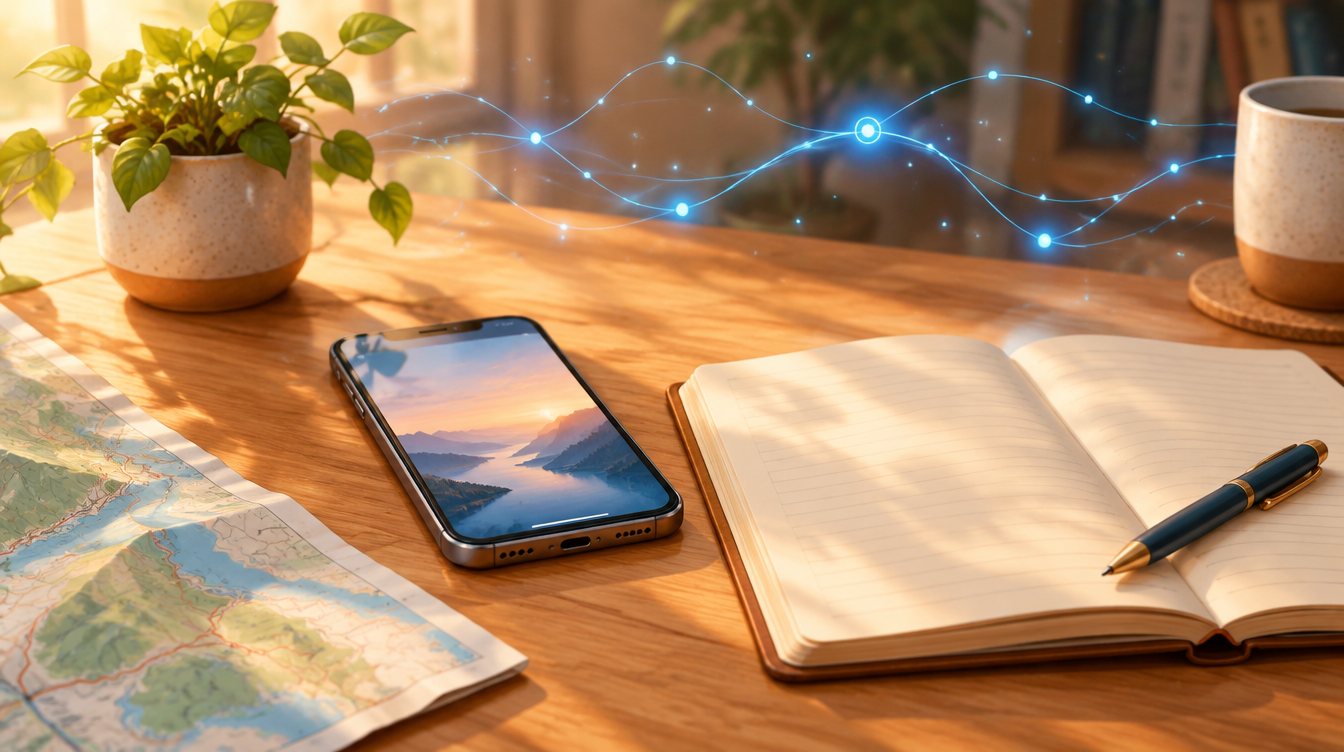 スマートフォンで旅行の計画を立てる様子のイメージ