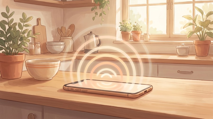 スマートフォンに向かって話しかけるイメージ